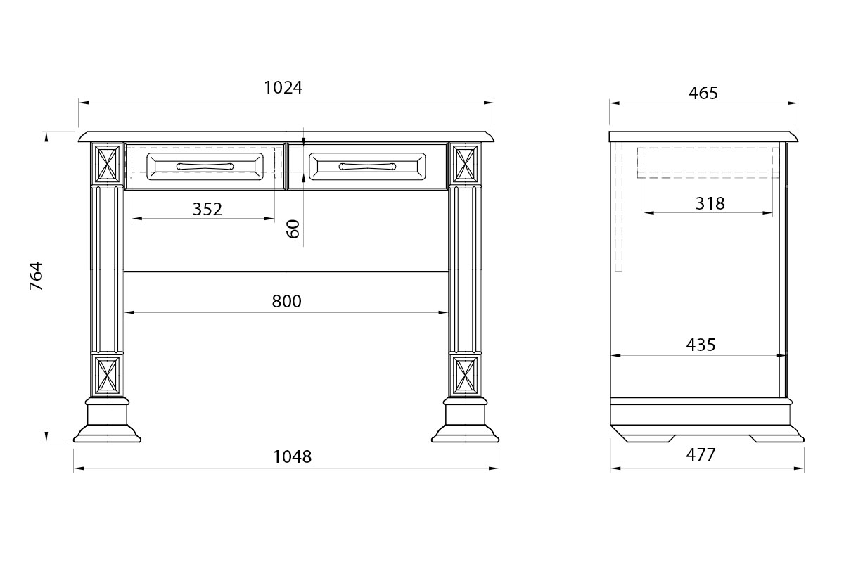 Стол туалетный "Верди Люкс" массив и шпон дуба 4