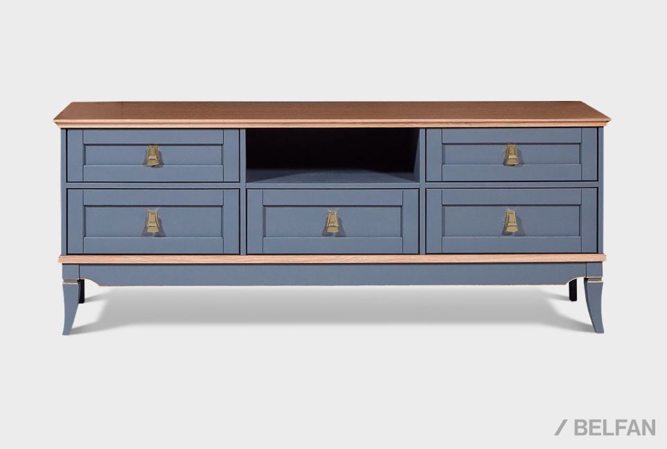 Тумба под ТВ "Стюарт" (с нишей) массив и шпон дуба 2