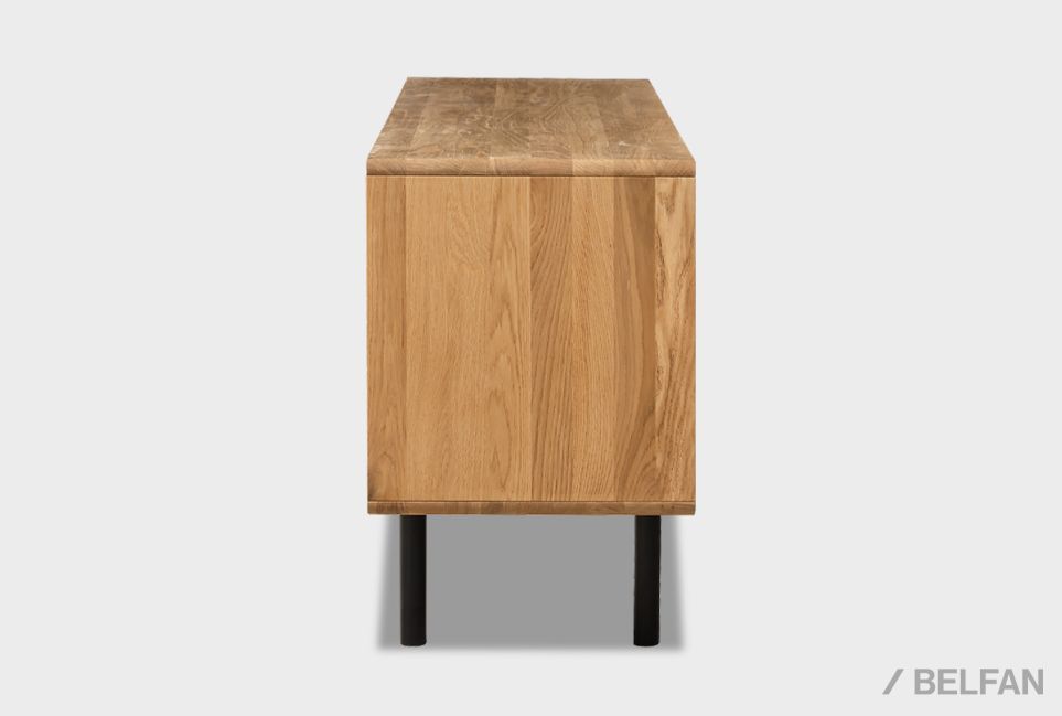 Тумба под ТВ высокая "Норман" 3 с нишей (правая) массив дуба, МДФ, металл 4