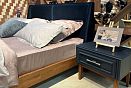 Кровать "Сакраменто" (мягкое изголовье); без основания, без матраса; *А-016.160М; (1600x2000); орех; Tiffany 37 Deep Blue
