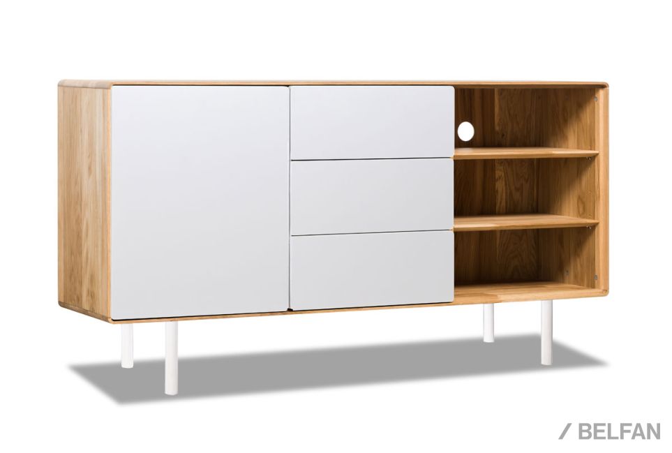 Тумба "Norman" 3 с нишей (правая) массив дуба, МДФ, металл 1