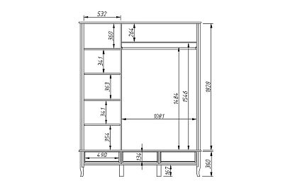 Шкаф для одежды "Катрин" фигурный 3-х дв. без зеркала; *ММ-267-01/03Б-1; альба с серебряной патиной