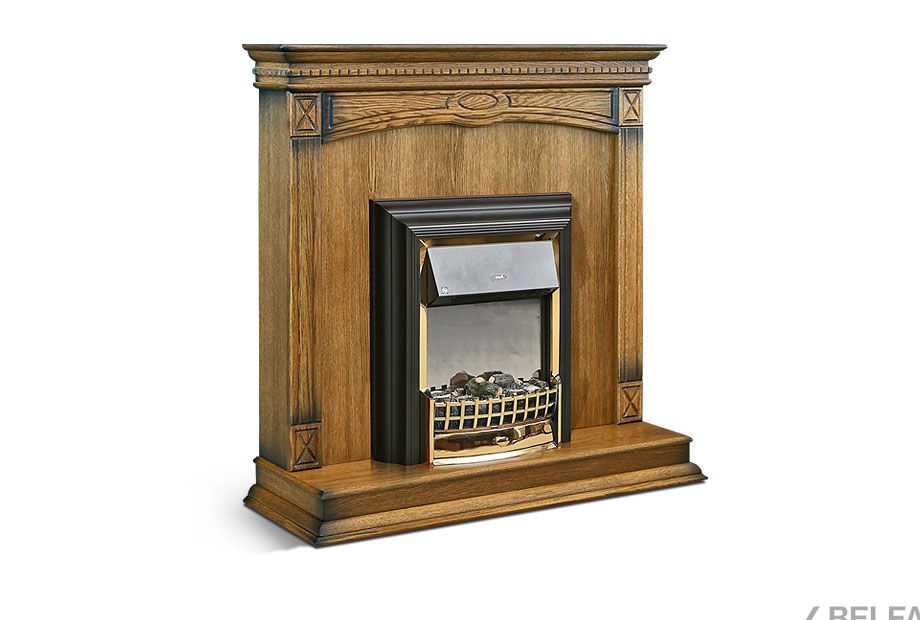 Подставка декоративная под камин "Верди Люкс 1" массив и шпон дуба 1