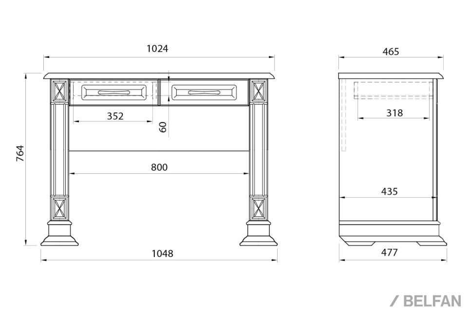 Стол туалетный "Верди Люкс" массив и шпон дуба 2