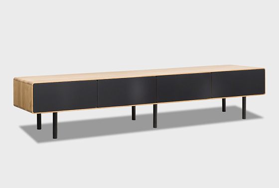 Тумба под ТВ низкая "Норман" 4 массив дуба, МДФ, металл 5