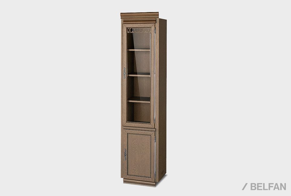 Шкаф 1-но дверный со стеклом "Тэфи" (правый) массив и шпон дуба 1