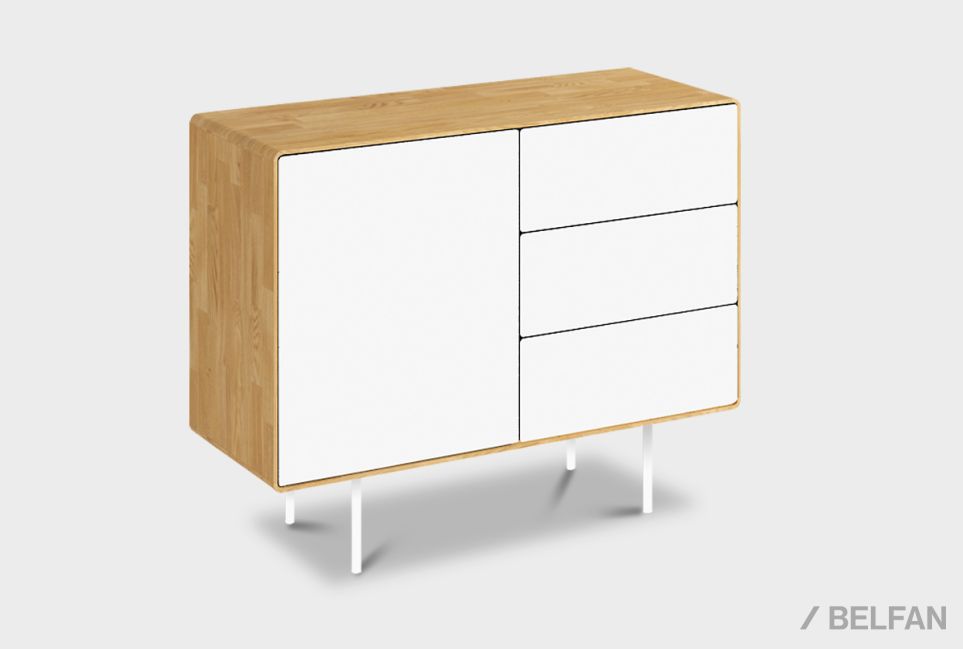 Тумба "Норман" 2 (с ящиками) массив дуба, МДФ, металл 1