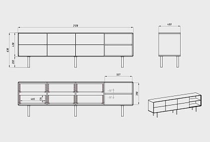 Тумба под ТВ высокая "Норман" 4 с нишей (правая)