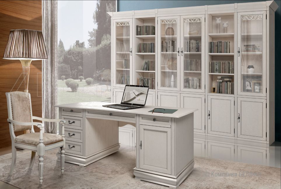 Стол письменный "Оскар" (2 тумбы) массив и шпон дуба 2