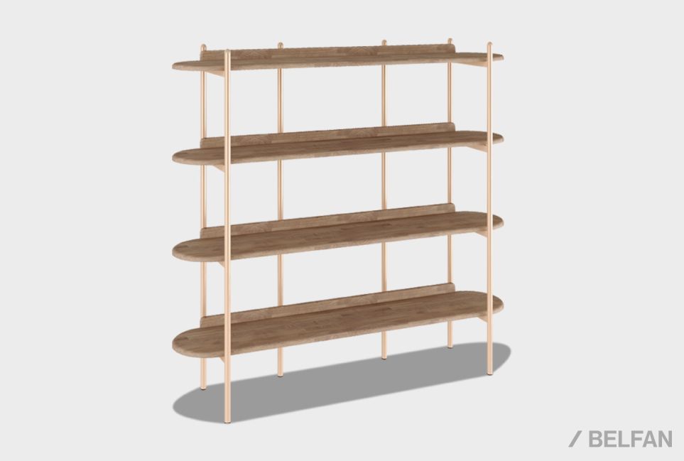 Стеллаж "Меридиан" 4 массив дуба, металл 1