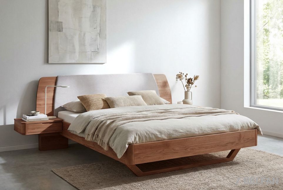 Кровать "Монблан" (с прикроватными тумбами) массив дуба 1