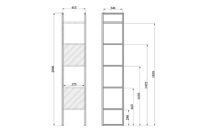 Стеллаж "Art Collection" 420; узкий; *КМ-009.420; графит, чёрный металл