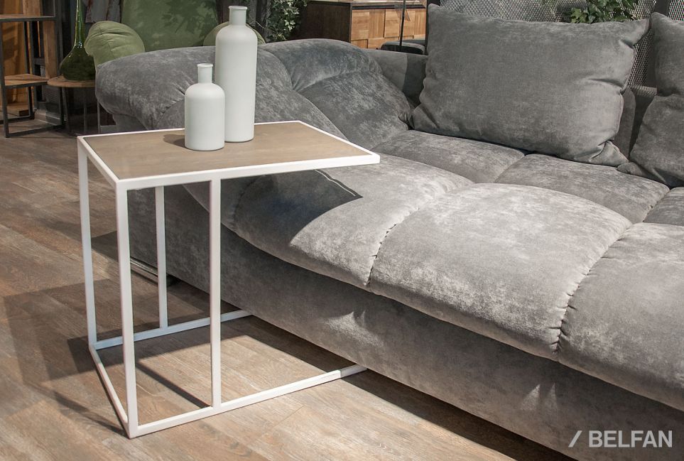 Стол кофейный "Art Collection" приставной массив дуба, металл 2