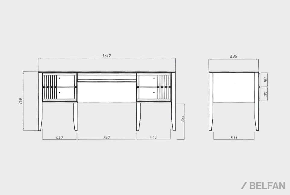 Стол письменный "Chicago" (2 тумбы) массив и шпон дуба 3