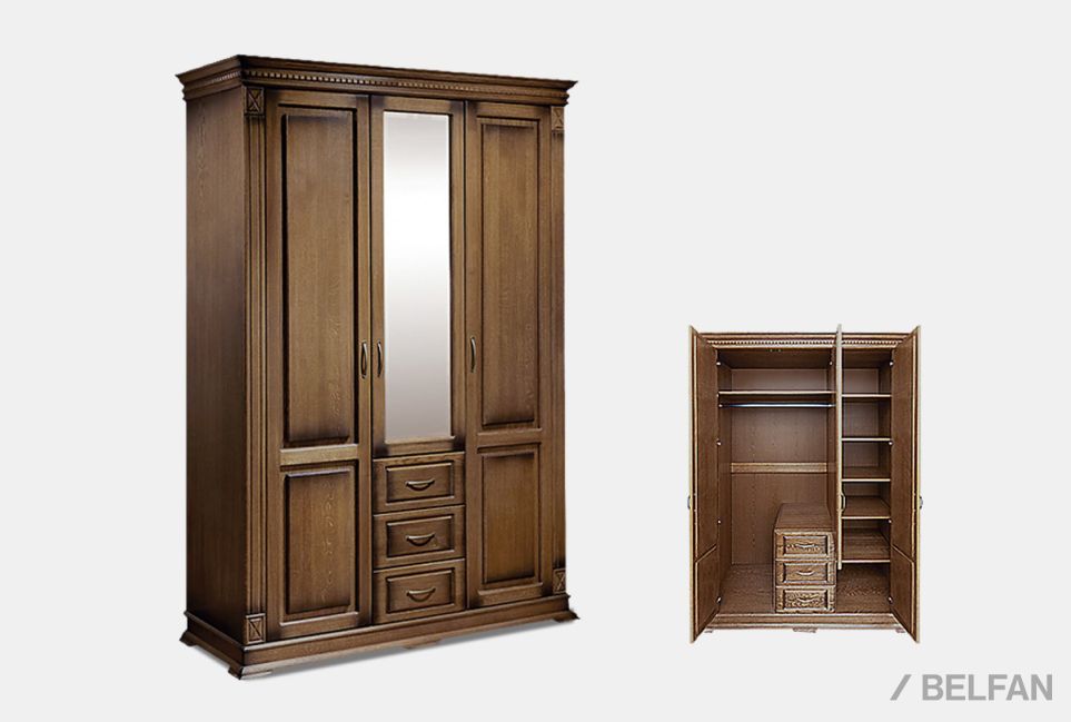 Шкаф 3-х дверный "Верди Люкс" массив и шпон дуба 1