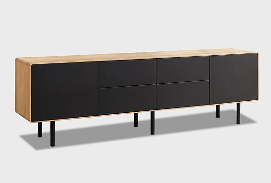 Тумба под ТВ высокая "Норман" 4 (с ящиками) массив дуба, МДФ, металл 6