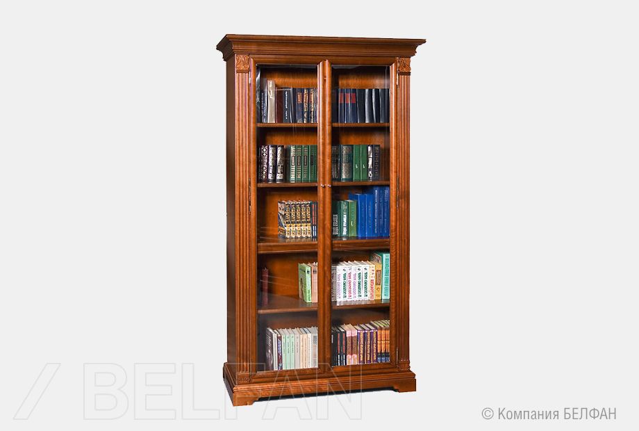 Шкаф для книг "Престиж" массив и шпон берёзы 1