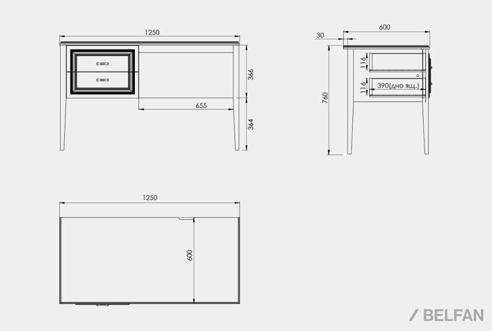 Стол письменный "Сакраменто" (1 тумба слева) массив и шпон дуба, МДФ 2