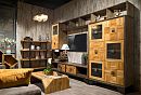 Тумба под ТВ "Cube Design" 2; фасад "шашки"; *КМ-009.113 ТВ; ящик справа; графит, бейц-масло