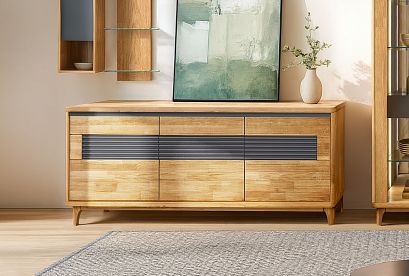 Тумба "Wallstreet" 3; 3 двери; *А-012.33; к-бейц-масло, ф-бейц-масло, вст-антрацит