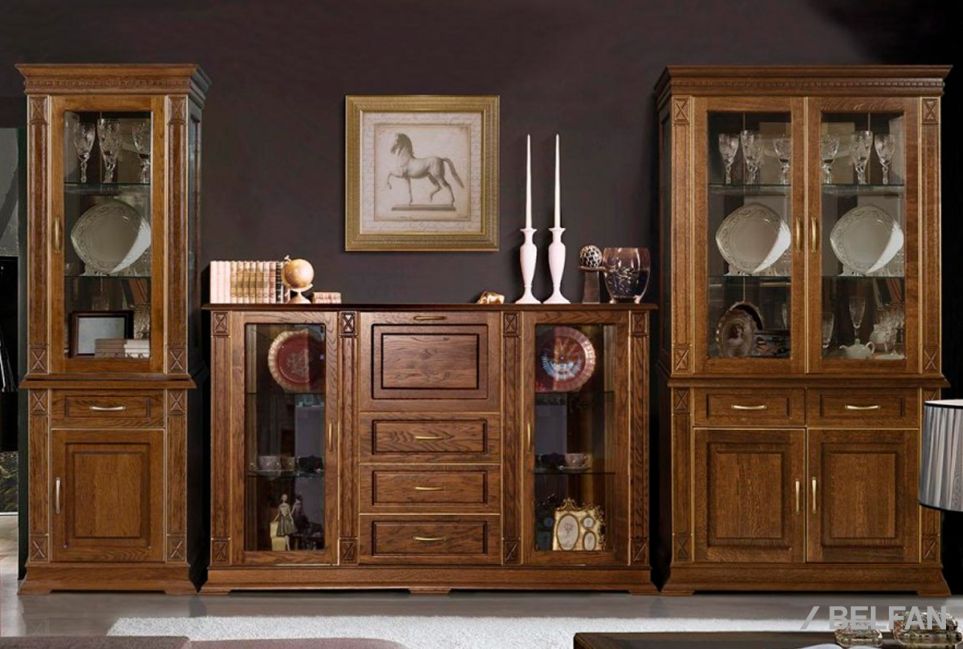 Шкаф с витриной "Верди Люкс 2з" массив и шпон дуба 2