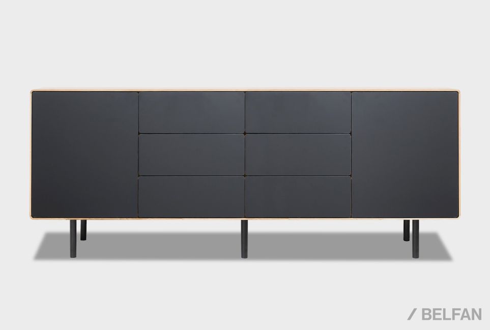 Тумба "Норман" 4 (с ящиками) массив дуба, МДФ, металл 1