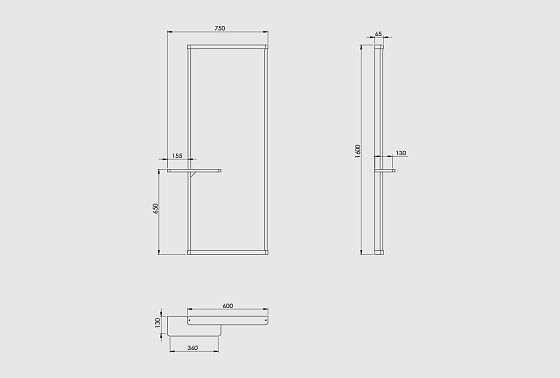 Зеркало настенное с полкой "Wallstreet" (прямоугольное) массив дуба 7