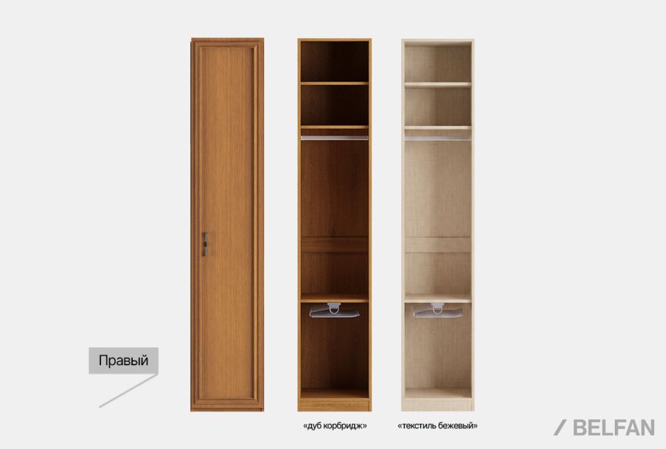 Шкаф 1-но дверный "Сакраменто" (правый) массив и шпон дуба, МДФ, ЛДСП 1