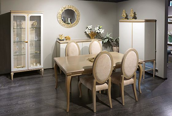 Шкаф с витриной 2-х дверный "Алекса" массив и шпон дуба, МДФ 8