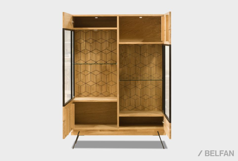 Тумба высокая "Этна" (стекло) массив дуба, металл 2