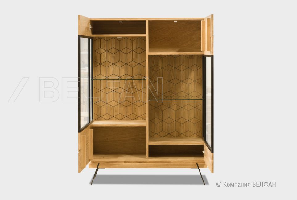 Тумба высокая "Etna" (стекло) массив дуба, металл 2