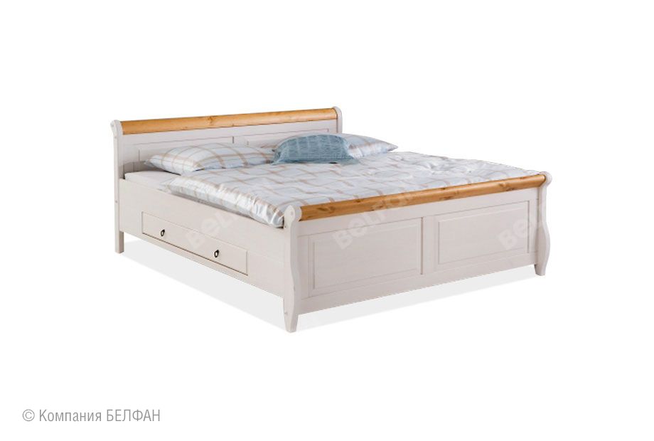 Кровать двуспальная "Мальта" 140 (с ящиками) массив сосны 1