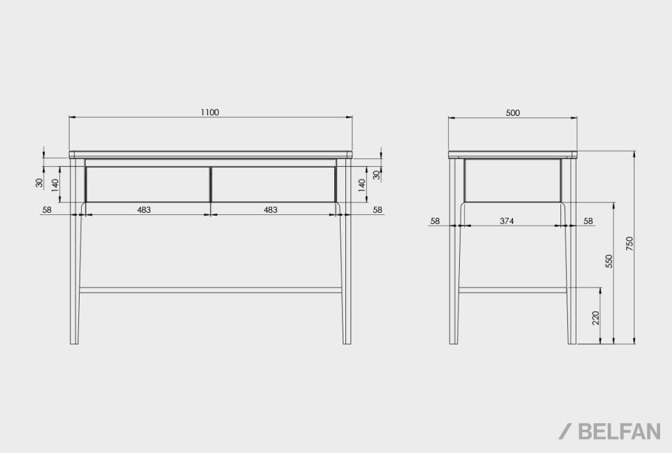 Стол-консоль "Wallstreet" массив дуба, МДФ 5