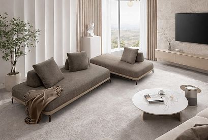 "Infiniti" диван модульный; нераскл.; 13+15; хром темный; 6007-9903+Unica Bison (гр. 2/БК)