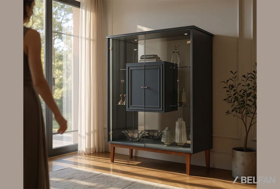 Тумба высокая "Сакраменто" (стекло) массив и шпон дуба, МДФ 1