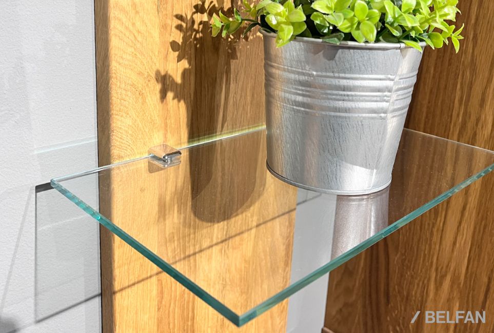 Полка настенная "Wallstreet" (стекло) массив дуба 3