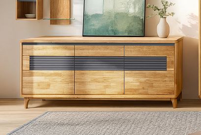 Тумба "Уоллстрит" 3; 3 двери; *А-012.33; к-бейц-масло, ф-бейц-масло, вст-антрацит