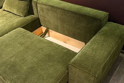 "HUGO" диван с оттоманкой и пуфом; нераскл.; 03+08+20+3; начальная группа ткани