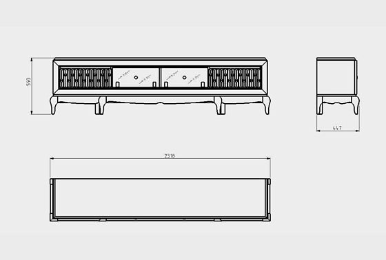 Тумба под ТВ 4-х секционная "Армония" массив и шпон дуба 3