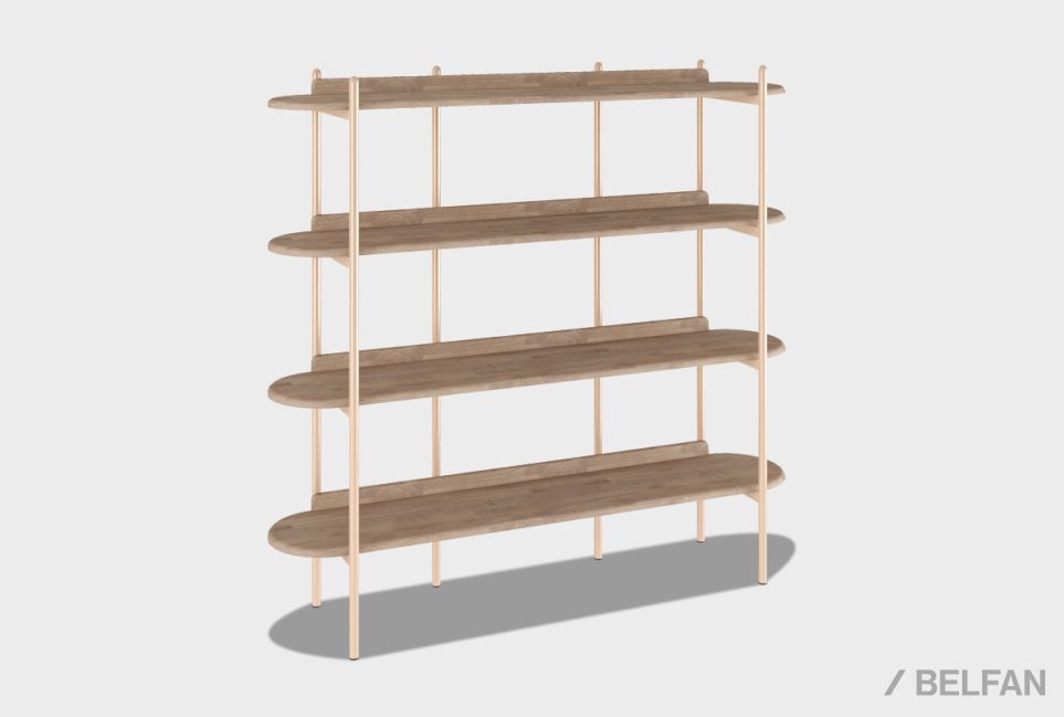 Стеллаж "Меридиан" 4 массив дуба, металл 1