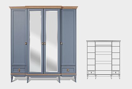 Шкаф для одежды 4-х дв. "Стюарт" (с зеркалом)
