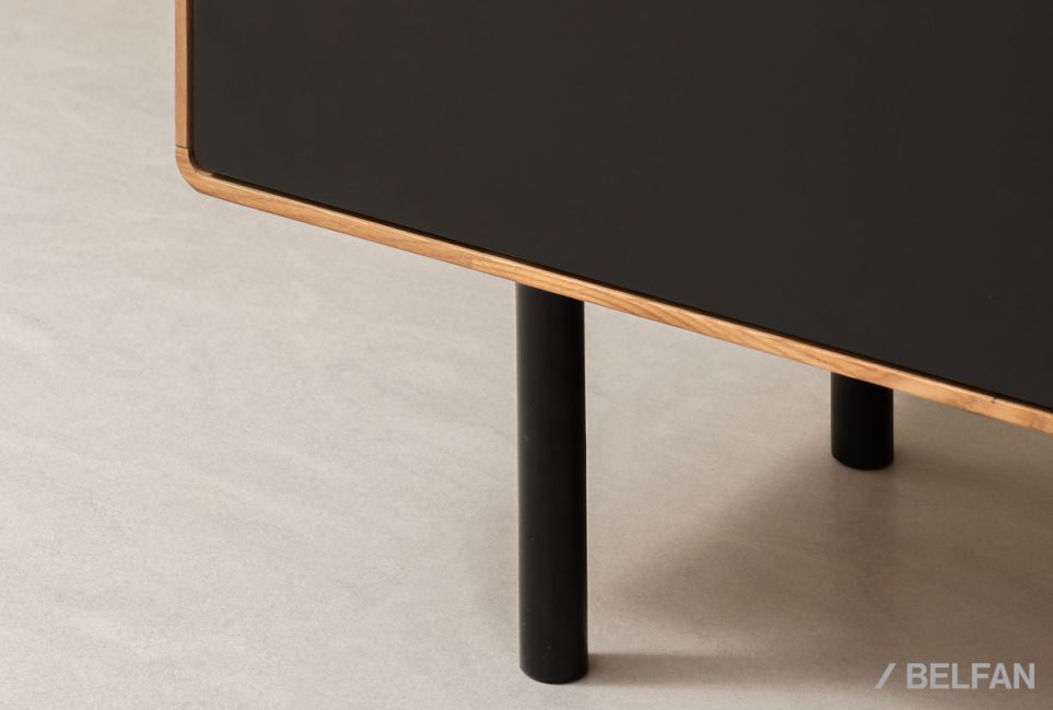 Тумба под ТВ высокая "Норман" 4 с нишей (правая) массив дуба, МДФ, металл 4