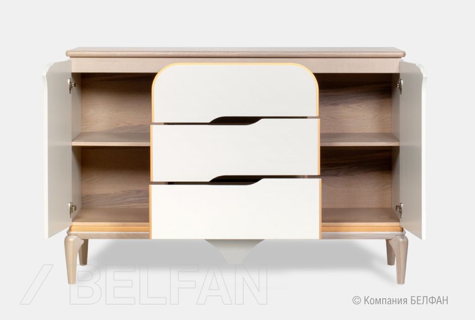 Тумба "Алекса" 3 (с ящиками) массив и шпон дуба, МДФ 9