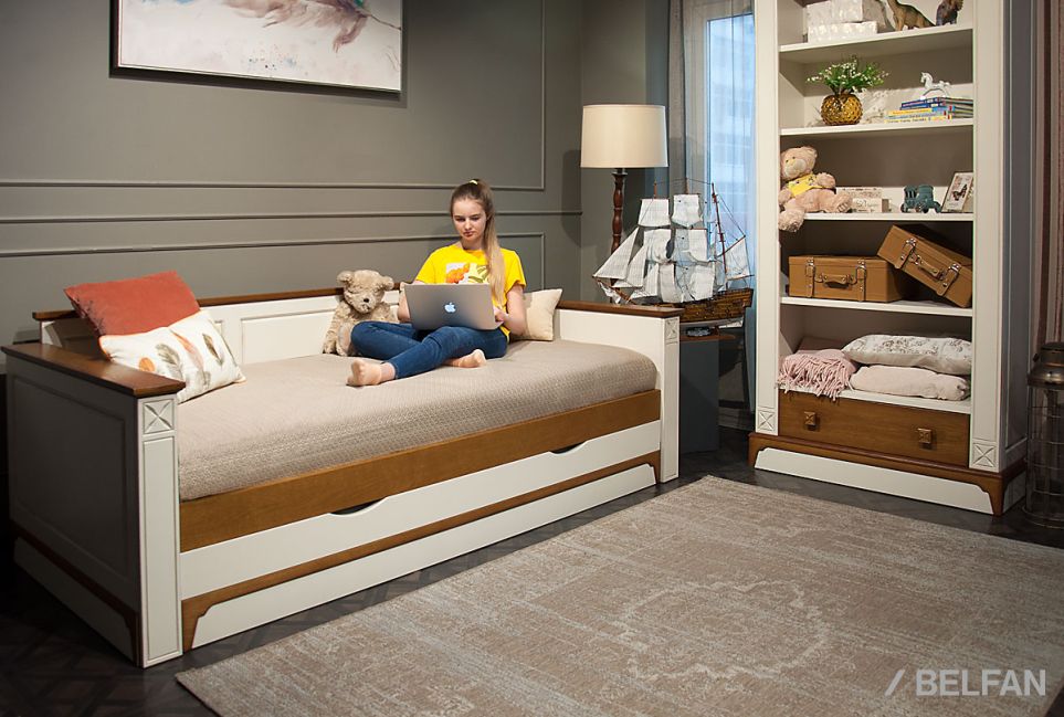 Кровать-диван под два матраса "Brianson" массив и шпон дуба, МДФ 10