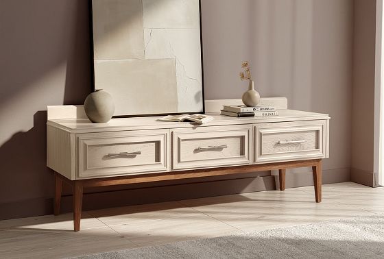 Тумба под ТВ "Сакраменто" 3 массив и шпон дуба, МДФ 2