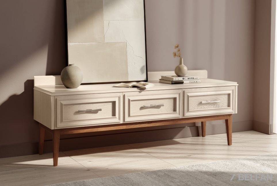 Тумба под ТВ "Сакраменто" 3 массив и шпон дуба, МДФ 1