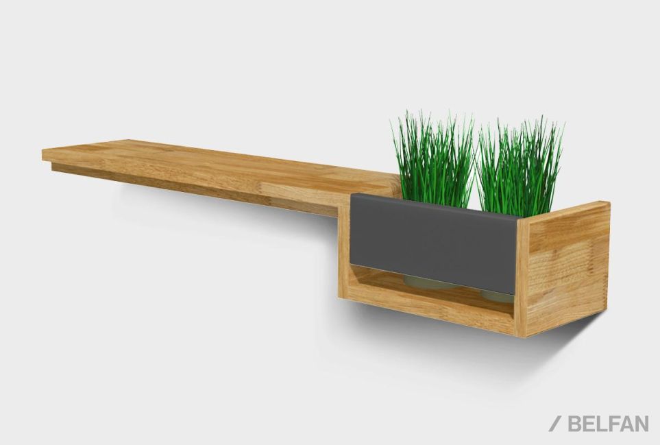 Полка с нишей "Уоллстрит" (правая) массив дуба, МДФ 1