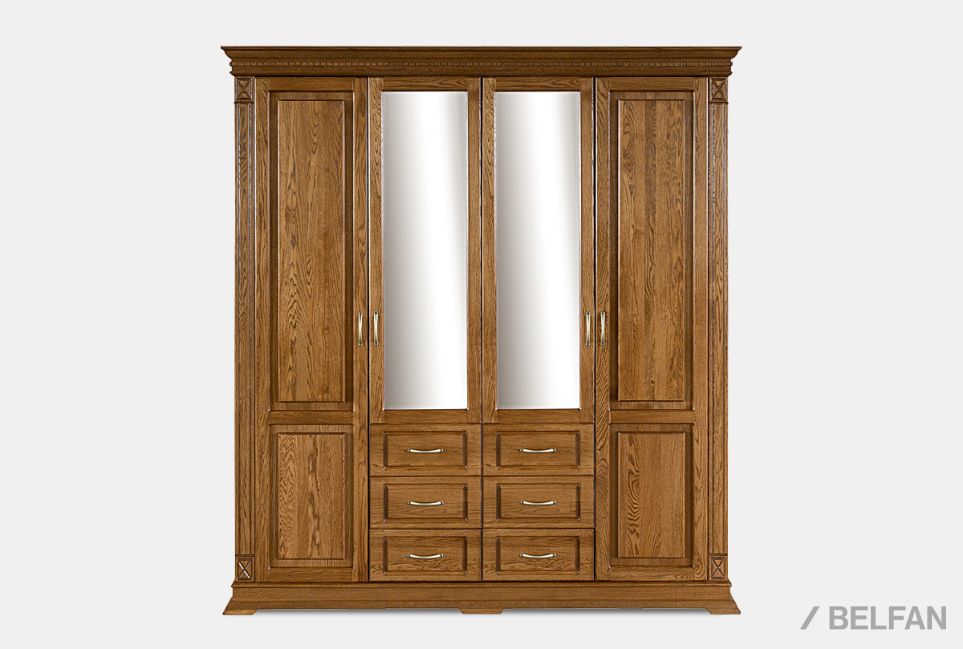 Шкаф 4-х дверный "Верди Люкс" массив и шпон дуба 1