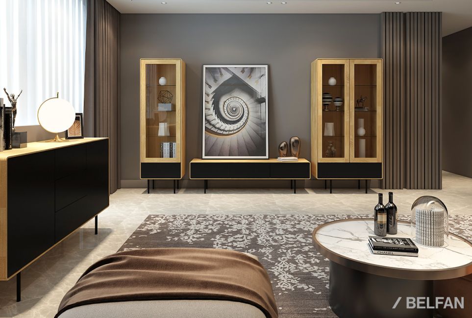 Витрина 1-но дверная "Norman" (левая) массив дуба, МДФ, металл 3