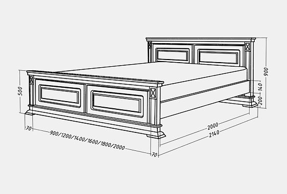 Кровать "Верди Люкс" (высокое изножье) массив и шпон дуба 4